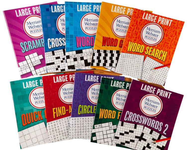 Large Print Merriam-Webster Puzzles 10 Booklet Set (Brain Games Large Print) Paperback â€“ August 25, 2014