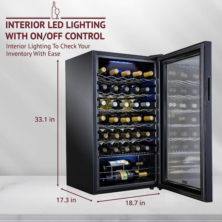 SCHMECKE 34 Bottle Compressor Wine Cooler Refrigerator w/Lock | Large Freestanding Wine Cellar | 41f-64f Digital Temperature Control Wine Fridge For Red, White, Champagne or Sparkling Wine – Black