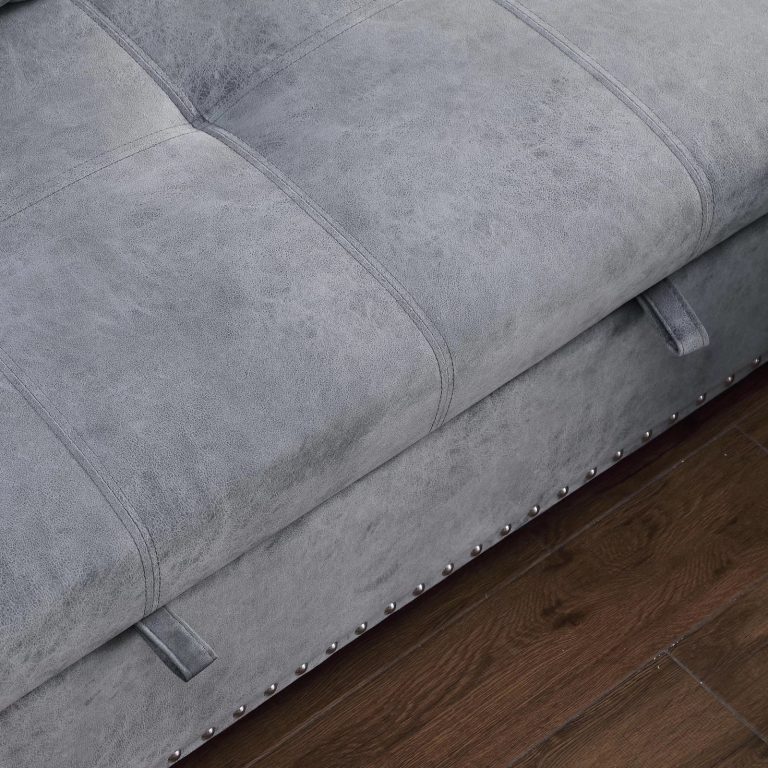 Morden Fort Sectional Sleeper Sofa with Storage & Reversible L Shape Velvet Gray