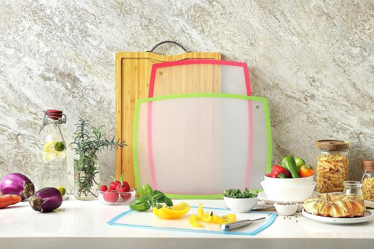 MC21 15 Pieces German Stainless Steel Knife Sets with Built-in Sharpener + MCW11 Bamboo Cutting Boards Set of 4 (Large, 17â€11.4â€0.8â€)