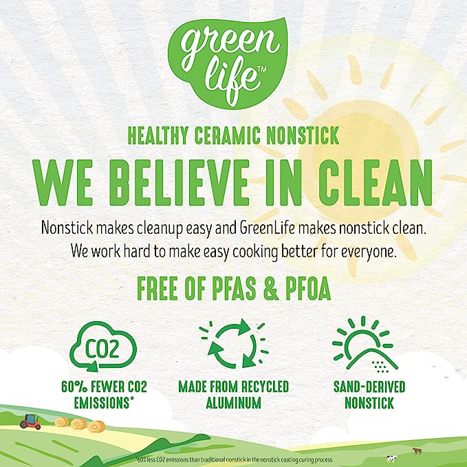 GreenLife Tri-Ply Stainless Steel Healthy Ceramic Nonstick, 10 Piece Cookware Pots and Pans Set, PFAS-Free, Multi Clad, Induction, Dishwasher Safe, Oven Safe, Silver