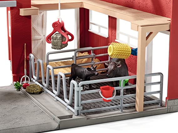 Schleich Farm Animal Toys and Playsets – Farm World Red Barn Set with Black Angus Cow Figurines, Farmer Action Figure and Farming Accessories for Kids Ages 3 and Above