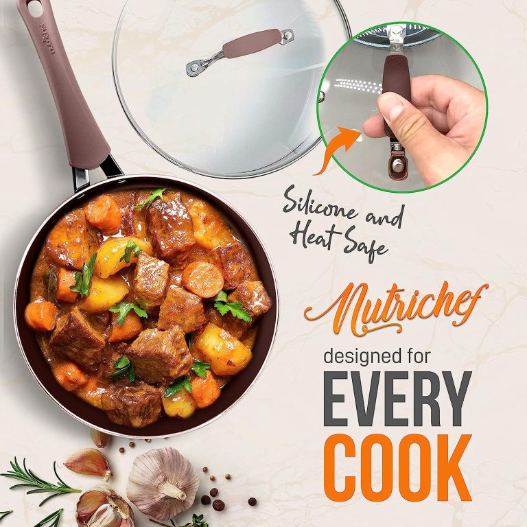 NutriChef 20-Piece Nonstick Kitchen Cookware Set – PTFE/PFOA/PFOS-Free Heat Resistant Kitchen Ware Pots Baking Pan Set w/Saucepan, Frying Pans, Cooking Pots