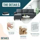Walsunny Sectional Sofa Linen Gray Couch L Shaped 4 Seat with Storage Ottoman