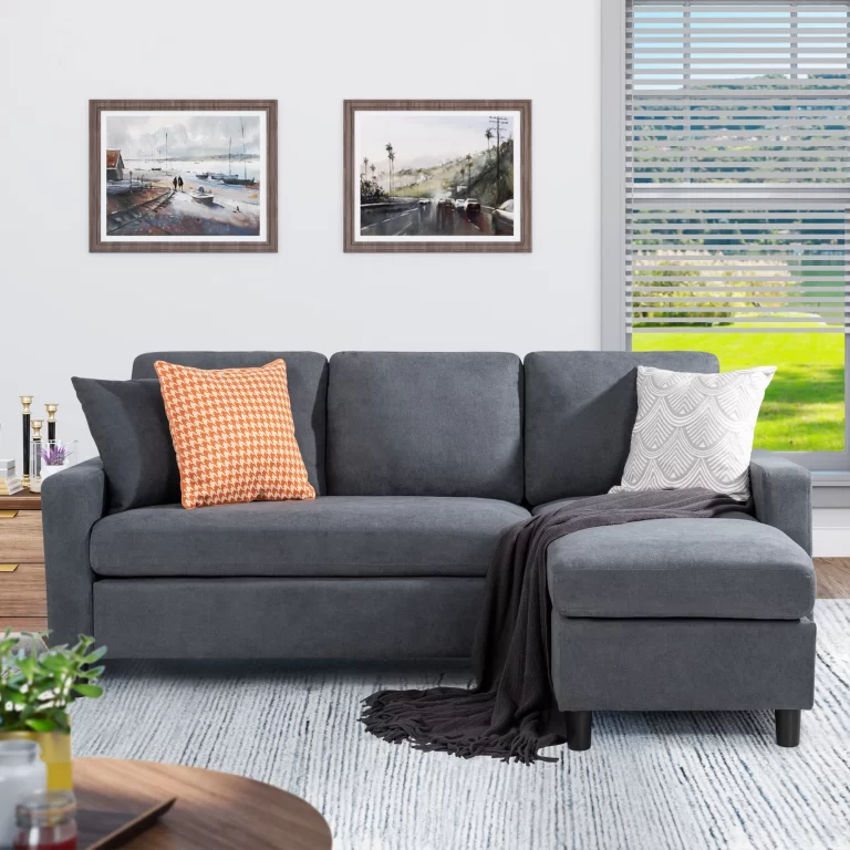 Walsunny Linen Fabric Convertible L-Shaped Sectional Sofa