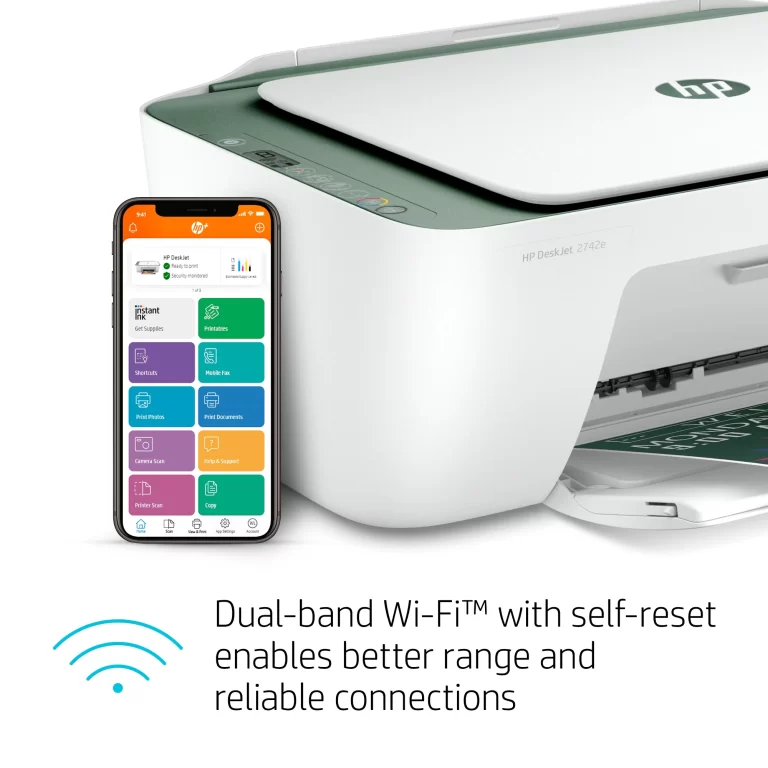 HP DeskJet 2742e Wireless Color All-in-One Inkjet Printer (Green Matcha) with 6 months Instant Ink Included with HP+