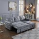 Morden Fort Sectional Sleeper Sofa with Storage & Reversible L Shape Velvet Gray