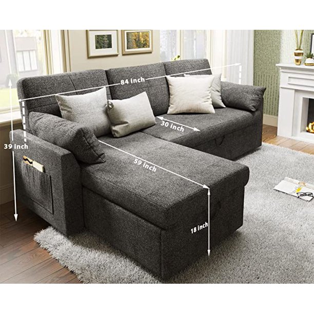 Papajet Sofa Bed, Sleeper Sofa with Storage Chaise-2 in 1 Pull Out Couch Bed for Living Room, Sectional Couch with Pull Out Bed