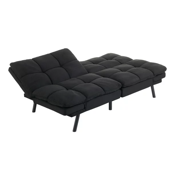 Mainstays Memory Foam Futon, Black Faux Suede