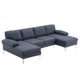 Ktaxon Modern U-Shape Sectional Sofa, Soft Linen Fabric Sectional Couch, Double Wide Chaise Lounge Couch with Metal Feet for Apartment Living Room