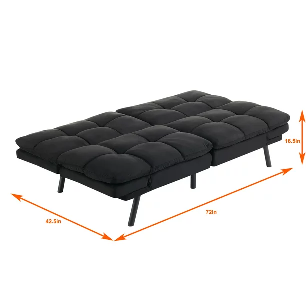 Mainstays Memory Foam Futon, Black Faux Suede