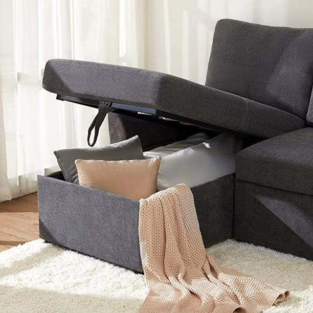 Papajet Sofa Bed, Sleeper Sofa with Storage Chaise-2 in 1 Pull Out Couch Bed for Living Room, Sectional Couch with Pull Out Bed