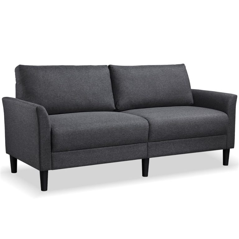 Topeakmart 2-Seater Linen Fabric Sofa Couch Modern Loveseat Sofa Sectional Sofa Gray 75.5”