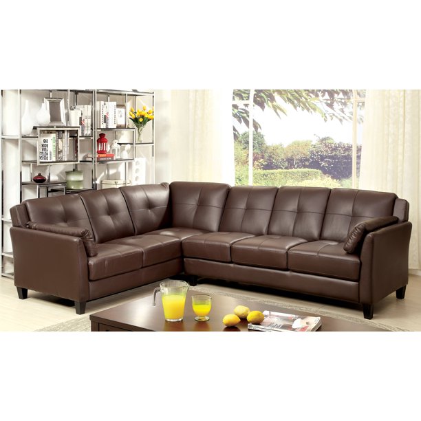 Furniture of America Billie L-Shaped Sectional Sofa in Faux Leather