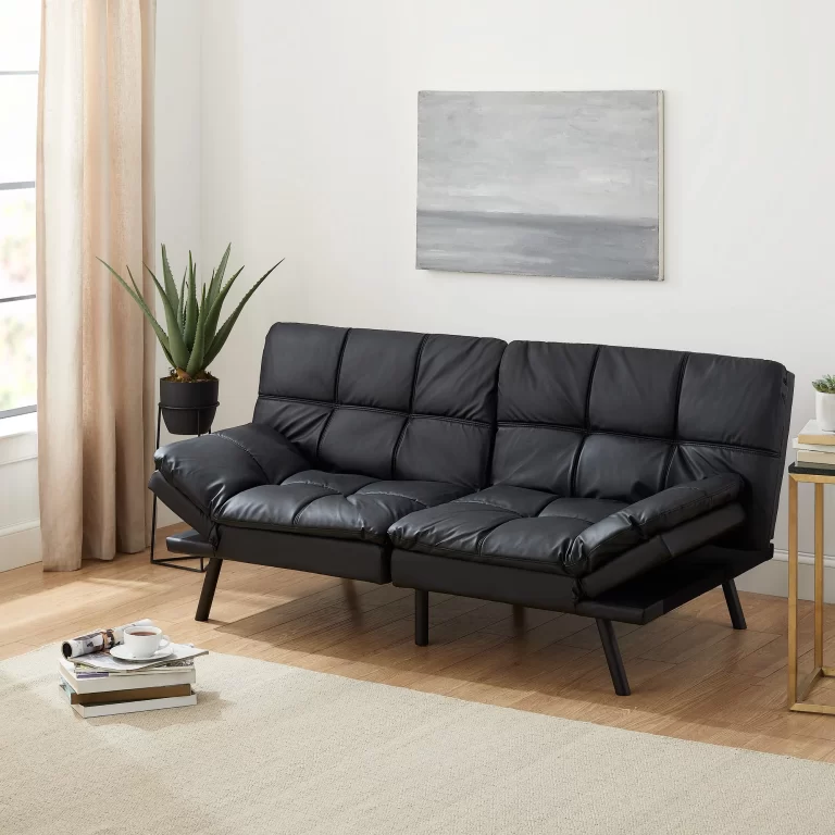 Mainstays Memory Foam Futon, Black Faux Suede