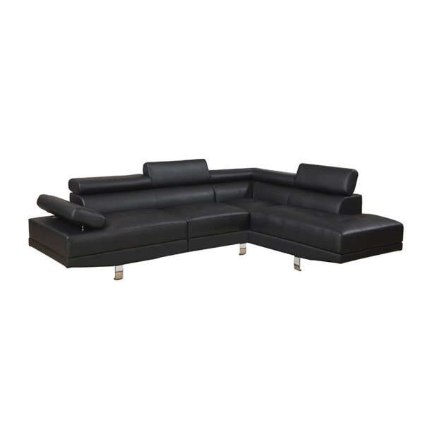 Simple Relax Faux Leather 2-Piece Sectional Sofa with Functional Armrest and Back Support