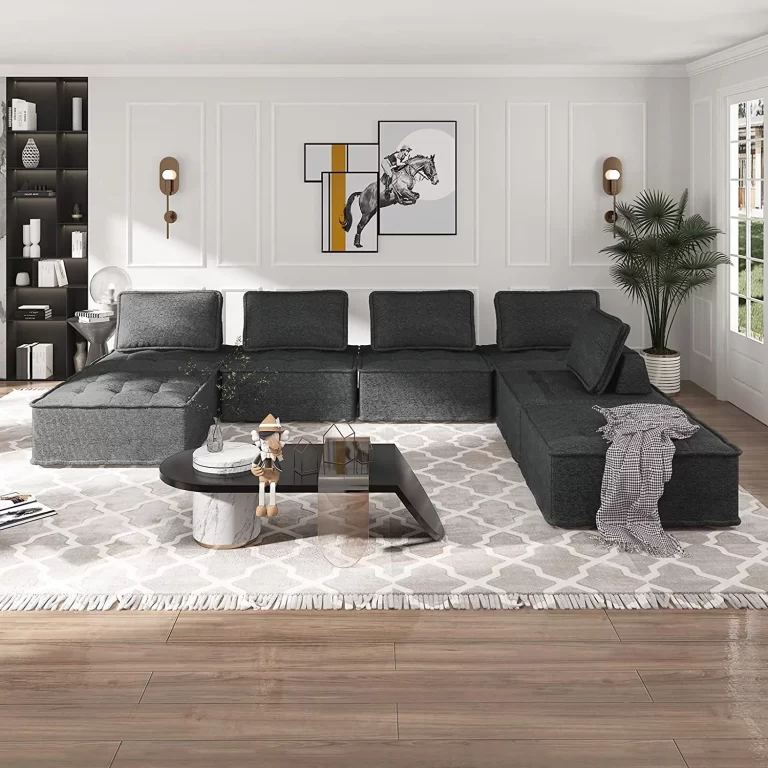 MUZZ 7-Seater Modular Sectional Sofa, Variable Sofa Couch Set with Oversized Soft Seat, Free Combination Armless Sectional Sofa Couch for Living Room, Bedroom