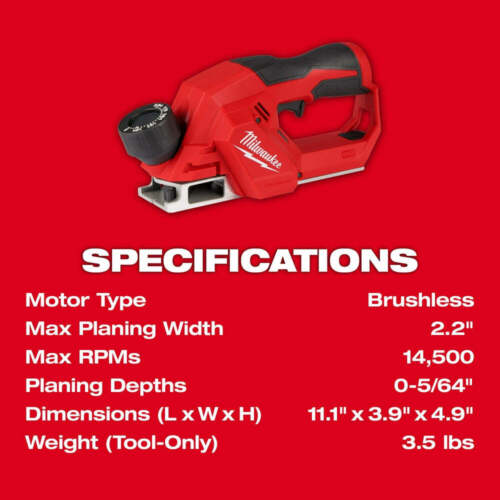 Milwaukee 2524-20 M12 FUEL 12V 2″ Brushless Cordless Planer – Bare Tool