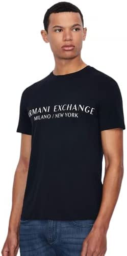 |X ARMANI EXCHANGE Men’s Short Sleeve Milan New York Logo Crew Neck T-Shirt