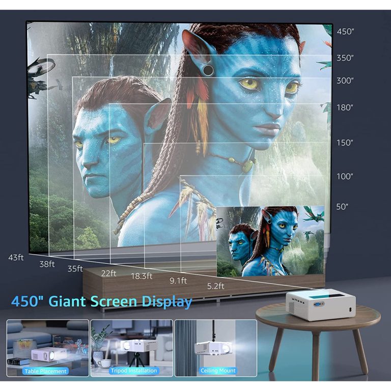 AILESSOM Projector, HD 1080P 5G/2.4GHz Wi-Fi, 5.0 Bluetooth, 450″ Display Support 4k Home Theater, LCD technology Upgraded 13000LM, Projector for Outdoor Movies