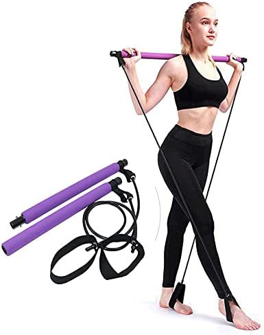 YFDM Fitness Sport Pilates Bar Kit Gym Workout Stick Pilates Exercise Bar Kit with Resistance Band Body Building Puller Yoga Rope
