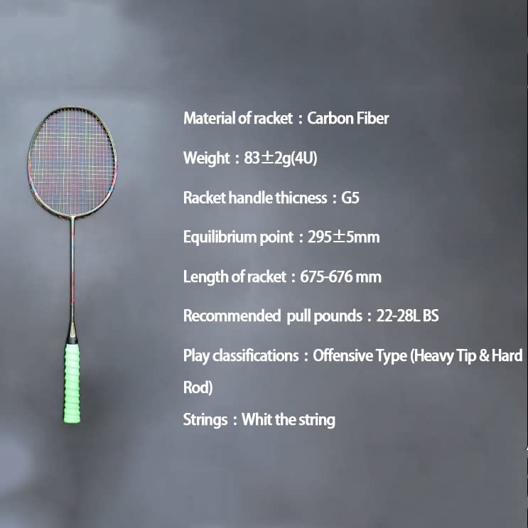 LXXSH Carbon Fiber Badminton Rackets Strung Professional Training Offensive Racquet Super Light 83G Sports