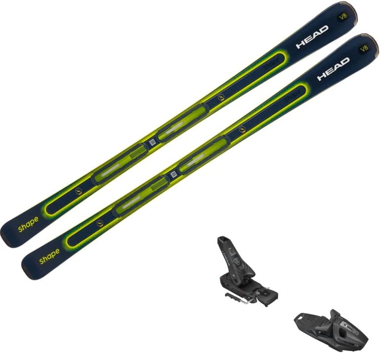 HEAD Unisex Shape E-V8 Performance Skis and Tyrolia Protector PR 11GW 85mm Alpine Ski Bindings Package