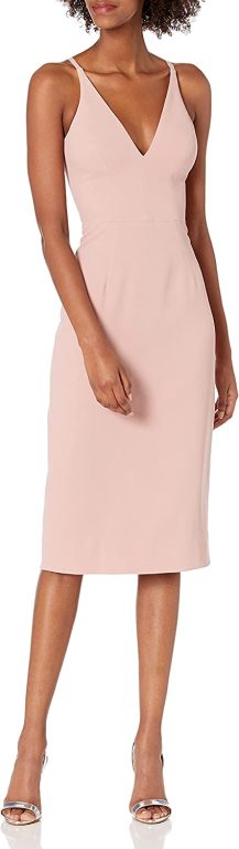 Dress the Population Women’s Lyla Solid Sleeveless Fitted Midi Sheath Dress