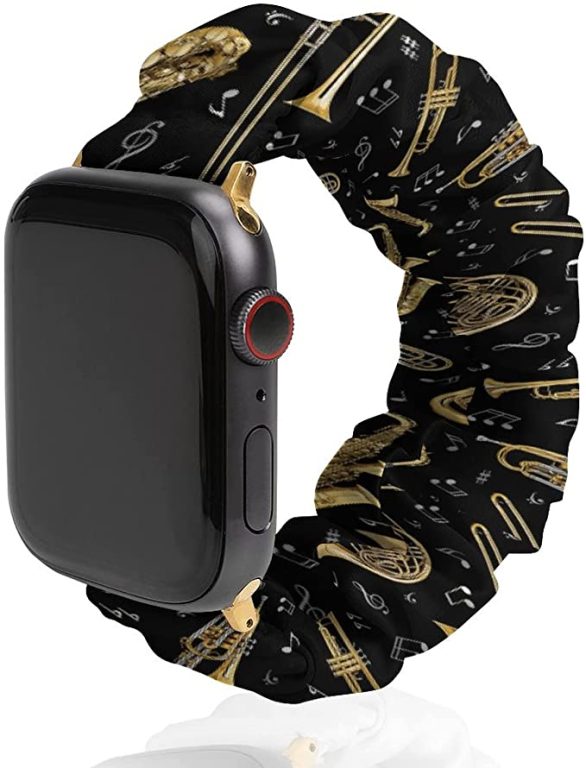 Musical Instrumenta Elastic Solo Loop Bands Cute Printed Watch Strap Watchband Compatible for Apple Wat