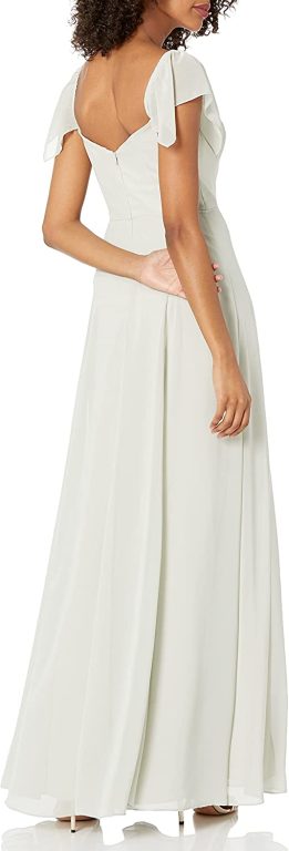 Jenny Yoo Women’s Elsie Off The Shoulder Flutter Sleeve Chiffon Dress