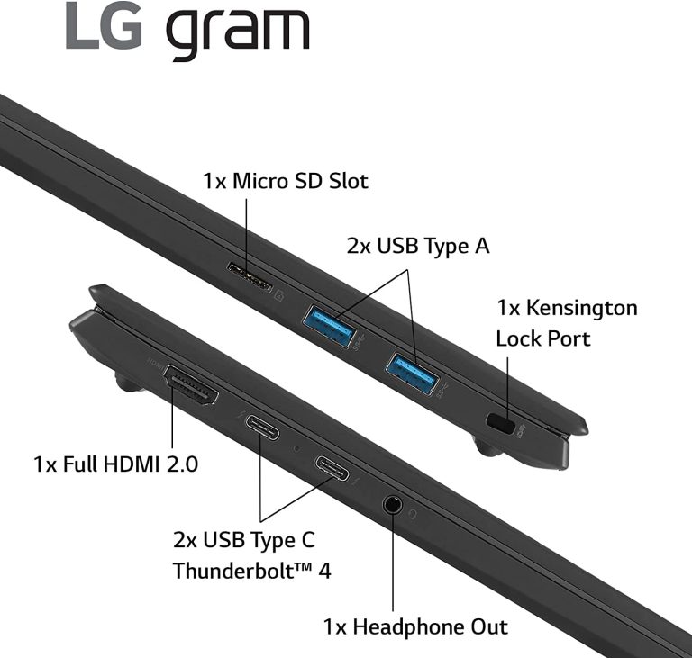 LG gram (2022) 17Z90Q Ultra Lightweight Laptop, 17″ (2560 x 1600) IPS Display, Intel Evo 12th Gen i7 1260P Processor, 16GB LPDDR5, 1TB NVMe SSD, FHD Webcam, WiFi 6E, Thunderbolt 4, Windows 11, Black