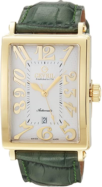 Gevril Men’s Ave of Americas Swiss Automatic Watch, Genuine Handmade Italian Leather Strap