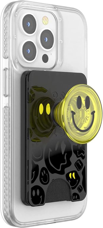 PopSockets: Phone Wallet with Expanding Grip, Phone Card Holder, Wireless Charging Compatible, Wallet for MagSafe – All Smiles