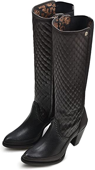 CUADRA Women’s Tall Boot in Bovine Leather with Zipper Black