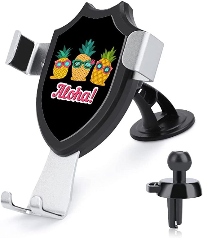 Cute Aloha Pineapple Car Phone Holder Mount Universal Cellphone Vent Clamp for Dashboard Windshield Stand