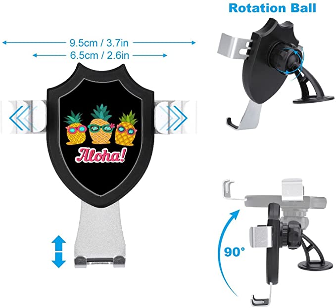 Cute Aloha Pineapple Car Phone Holder Mount Universal Cellphone Vent Clamp for Dashboard Windshield Stand