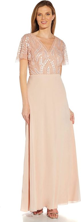 Adrianna Papell Women’s Beaded Chiffon Gown
