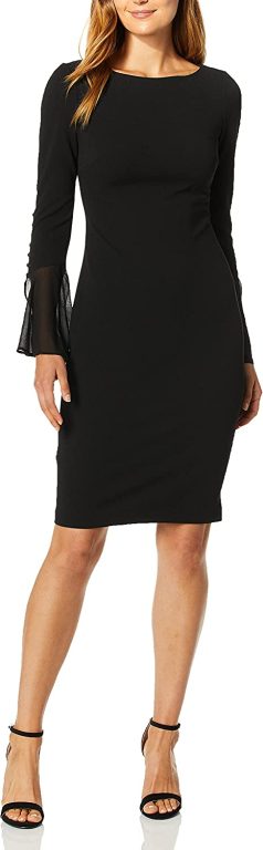 Calvin Klein Sheath Chiffon Bell Sleeves â€“ Womenâ€™s Casual Dresses