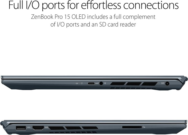 ASUS ZenBook Pro 15 OLED Laptop 15.6†FHD Touch Display, AMD Ryzen 9 5900HX CPU, NVIDIA GeForce RTX 3050 Ti gpu, 16GB RAM, 1TB PCIe SSD, Windows 11 Pro, Pine Grey, UM535QE-XH91T
