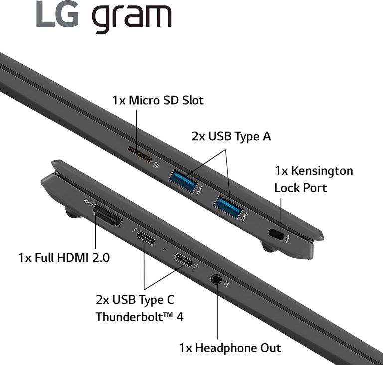 LG Gram (2022) 16Z90Q Ultra Lightweight Laptop, 16″ (2560 x 1600) IPS Display, Intel i7 1260P CPU, NVIDIA RTX2050 GPU, 16GB RAM, 1TB NVMe SSD, FHD Webcam, WiFi 6E, Thunderbolt 4, Windows 11, Gray