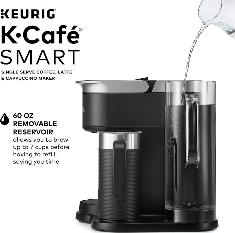 Keurig K-Café SMART Single Serve Coffee Maker with WiFi Compatibility, Latte and Cappuccino Machine with Built-In Frother, 6 Brew Sizes, Compatible with Alexa, Black, (5000365485)