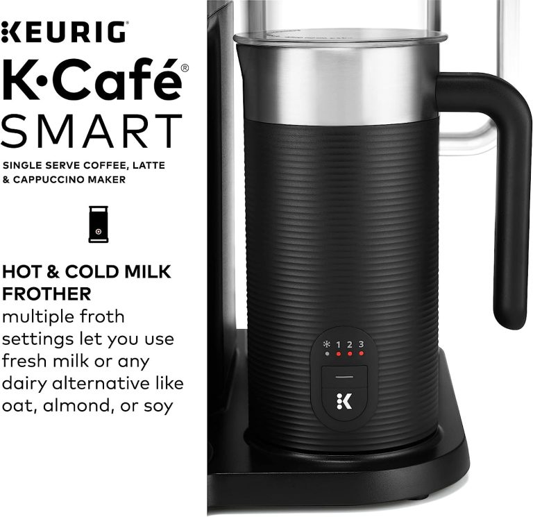 Keurig K-Café SMART Single Serve Coffee Maker with WiFi Compatibility, Latte and Cappuccino Machine with Built-In Frother, 6 Brew Sizes, Compatible with Alexa, Black, (5000365485)