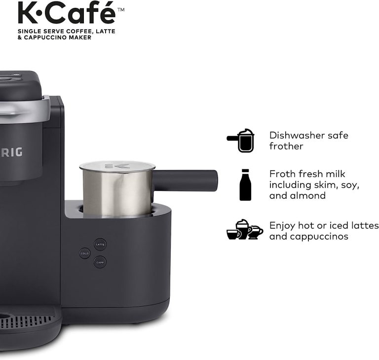 Keurig K-Café SMART Single Serve Coffee Maker with WiFi Compatibility, Latte and Cappuccino Machine with Built-In Frother, 6 Brew Sizes, Compatible with Alexa, Black, (5000365485)