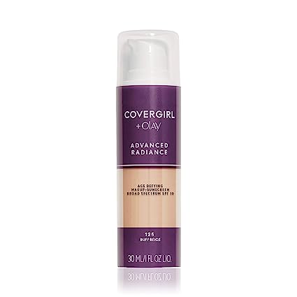 COVERGIRL Advanced Radiance Age Defying Liquid Foundation in Classic Ivory, Hides Wrinkles & Lines, Sensitive Skin Safe, Packaging May Vvary