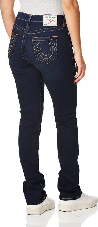 True Religion Women’s Billie Mid Rise Straight Leg Rinse Jean