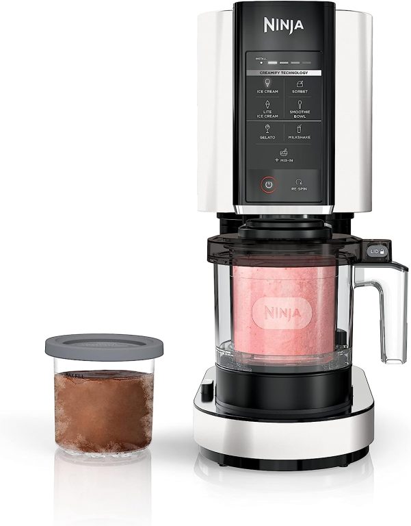 Ninja NC301 CREAMi Ice Cream Maker, for Gelato, Mix-ins, Milkshakes, Sorbet, Smoothie Bowls & More, 7 One-Touch Programs, with (2) Pint Containers & Lids, Compact Size, Perfect for Kids