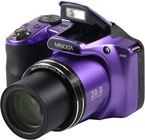 Minolta 20 Mega Pixels Wifi Digital Camera with 35x Optical Zoom & 1080p HD Video Optical with 3-Inch LCD, 4.8 x 3.4 x 3.2, Purple (MN35Z-P)