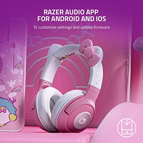 Razer Kraken BT Headset: Bluetooth 5.0-40ms Low Latency Connection – Custom-Tuned 40mm Drivers – Beamforming Microphone – Powered Chroma – Hello Kitty & Friends Edition