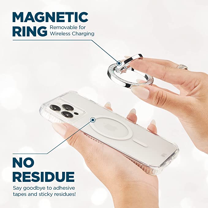 Case-Mate Magnetic Phone Grip & Phone Ring Holder – Magnetic iPhone Holder – Removable MagSafe iPhone Accessories – Rotatable Kickstand for iPhone 14 Pro Max/ 13 Pro Max/ 12 Pro Max – Twinkle Diamond