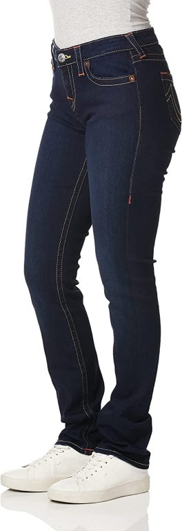 True Religion Women’s Billie Mid Rise Straight Leg Rinse Jean